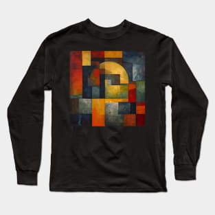 Minimalistic Geometric Patterns in an Abstract Oil Painting Long Sleeve T-Shirt